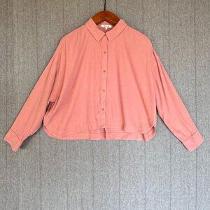 Madewell Misty Rose Pink Lusterweave Hartfield Long Sleeve Crop Shirt Size XL